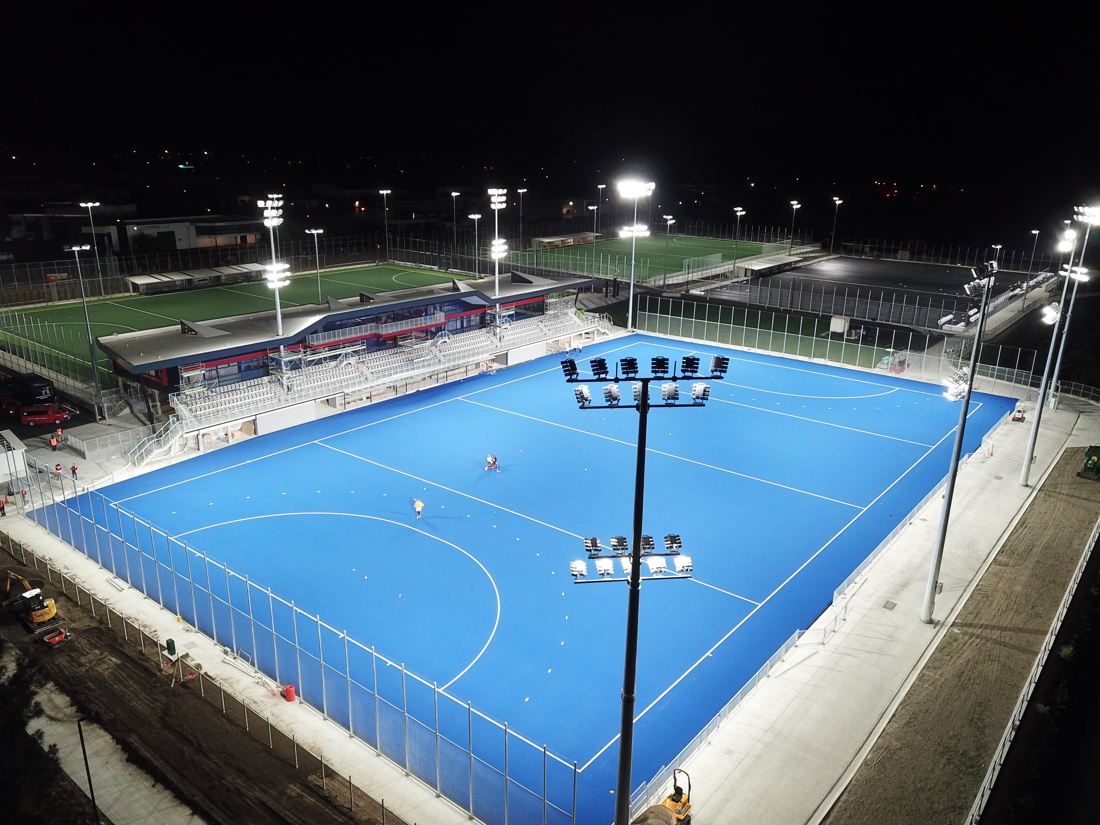 NZ North Harbour LED Lighting Sport Hockey Stadium Drone Low