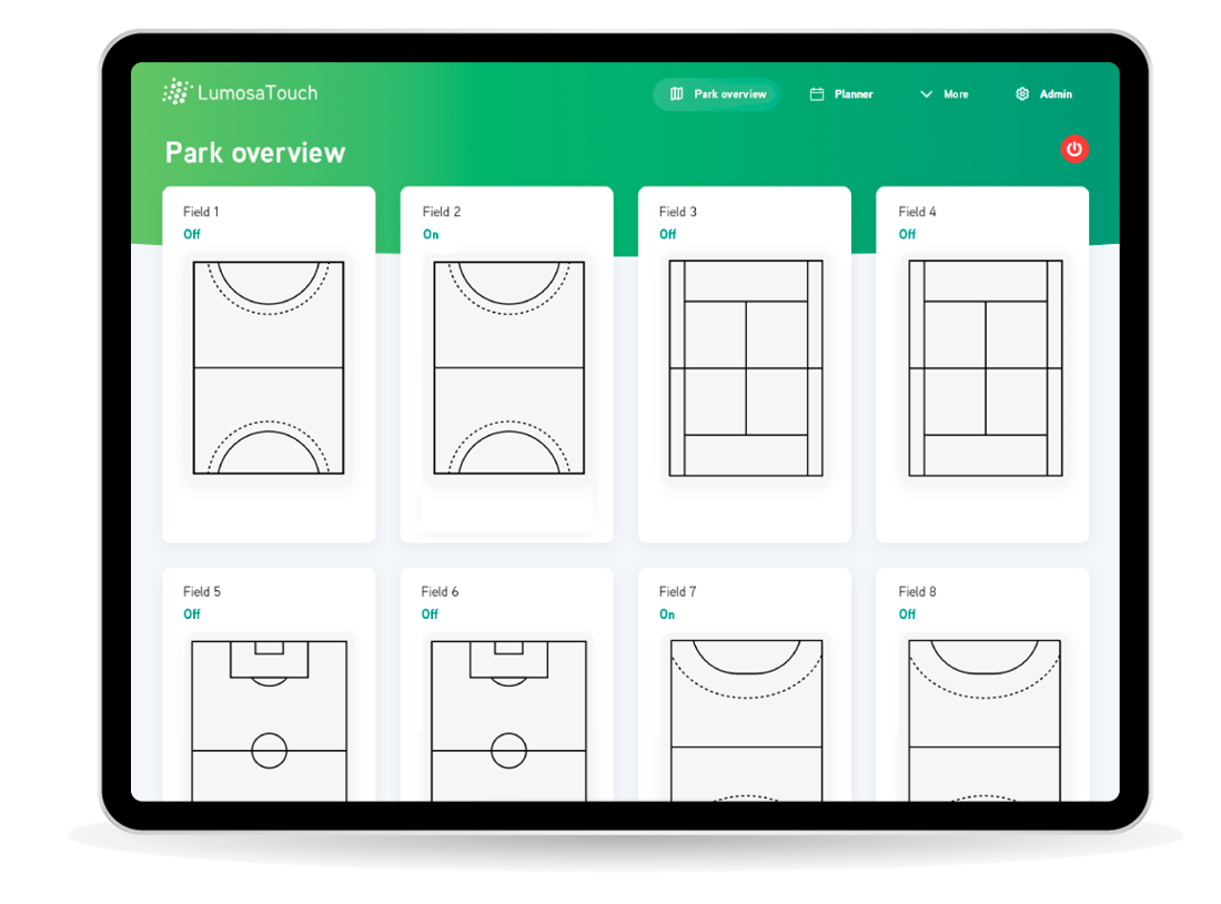 Lumosatouch LED verlichting sport | park overzicht dashboard