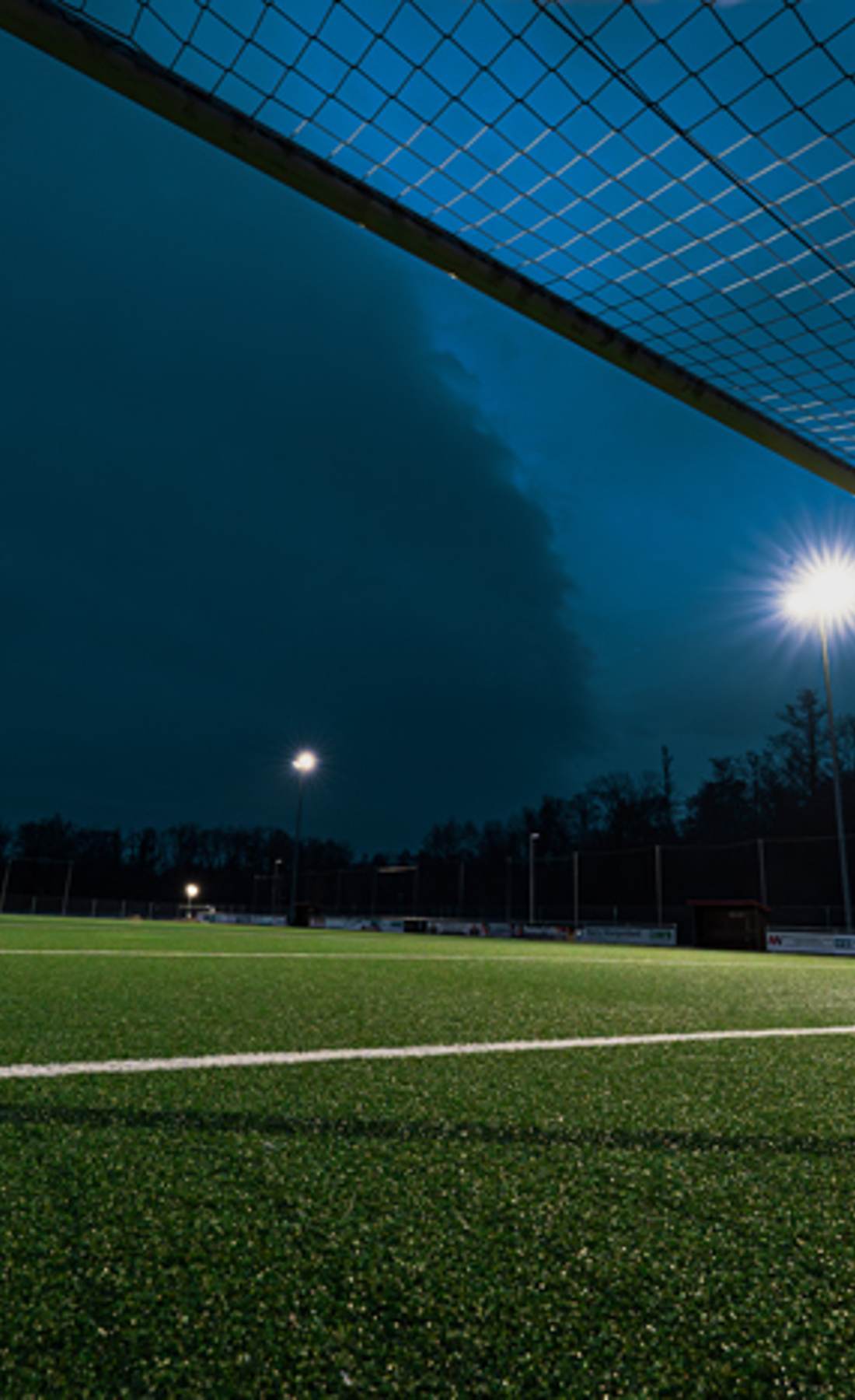 Football pitch with Lumosa retrofit LED lighting
